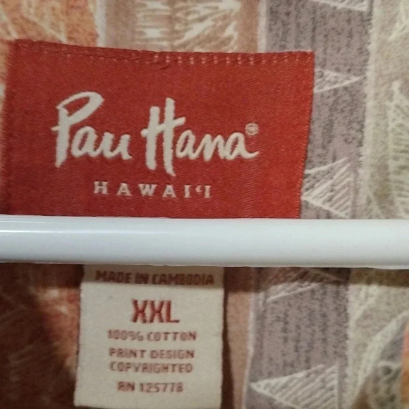 Paul Hana Hawai'i  Sz XXL Men's Button Up Shirt Striped Hawaiian Cotton Pocket - Picture 2 of 7